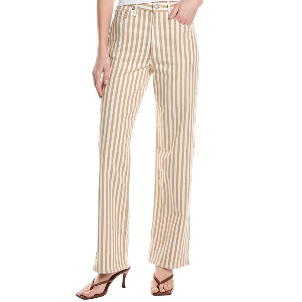 Rag & Bone Jeans Womens 27 NEW The Shea High-Rise Relaxed Straight Striped White